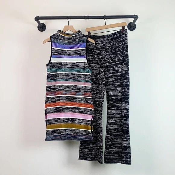 Anthropologie Space Dyed Knit Pant Loungewear Set- Tank & Wide Leg Pants - Picture 8 of 9